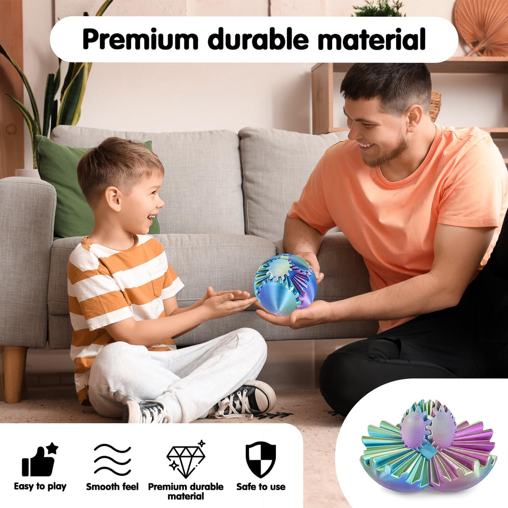 Minleway Gear Ball green, smooth rotation for focused fidget therapy.