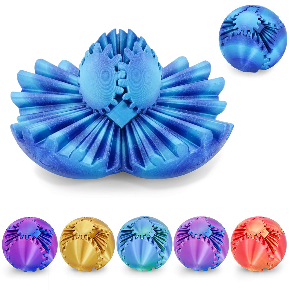 Minleway Gear Ball Aurora Blue, smooth 3D-printed sphere for focus and relaxation.