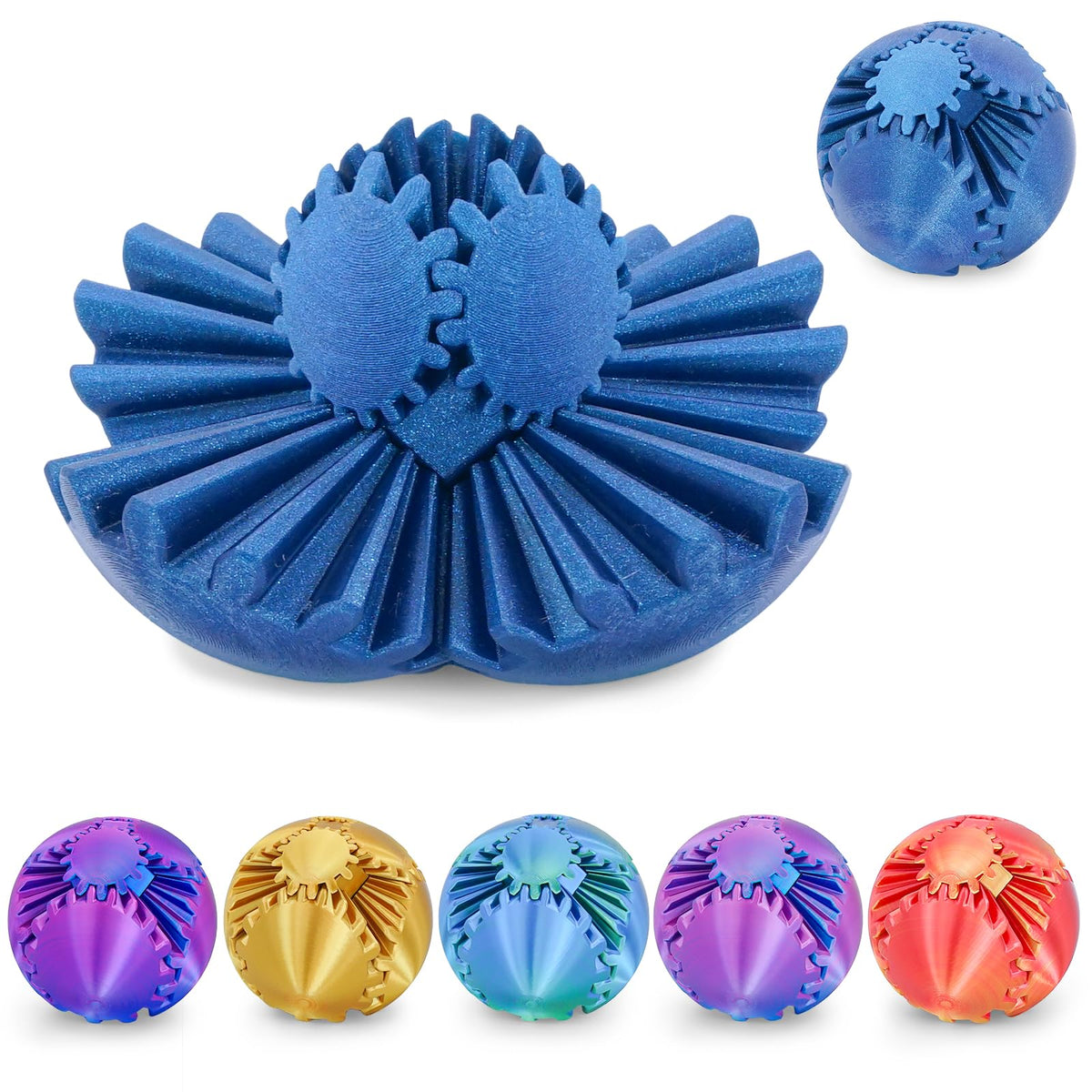 Minleway Gear Ball Galactic Blue with tactile spin for desk focus