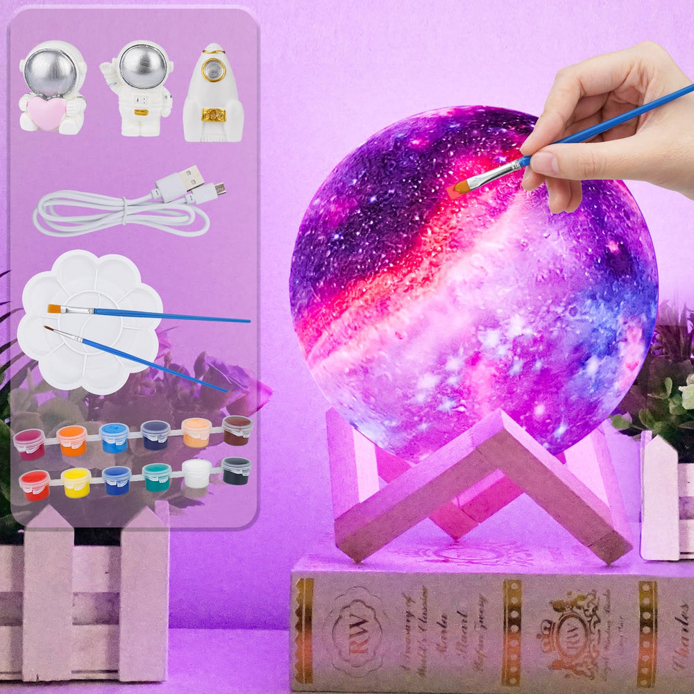 Minleway Paint Your Own Moon Lamp Kit 5-9-inch: customize a glowing night light for kids