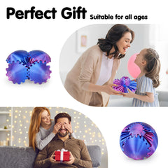 Minleway purple-blue gear ball invites tactile exploration and gentle distraction.