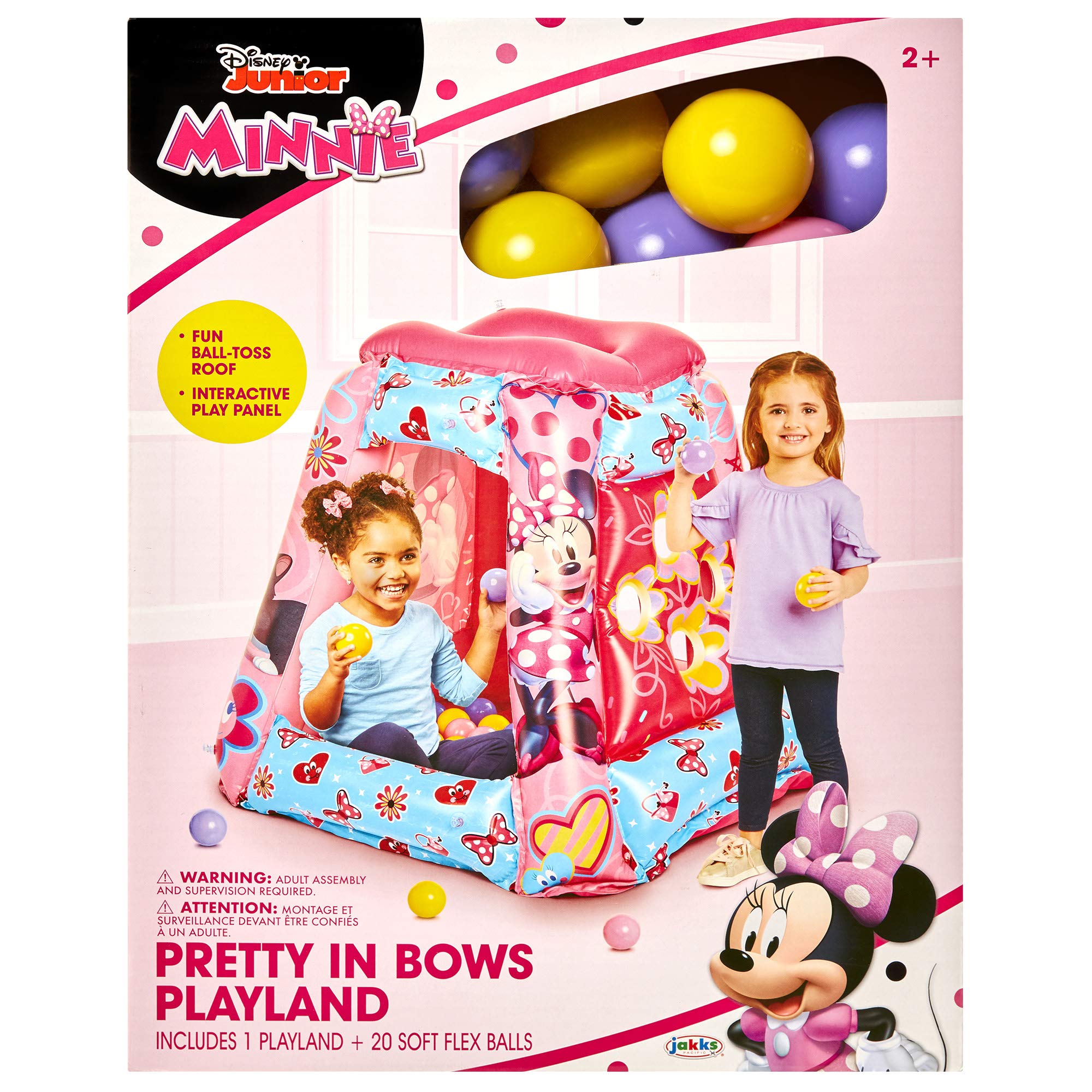 MINNIE Minnie Mouse ball pit inside view with two kids at play.