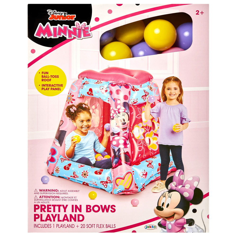 MINNIE Minnie Mouse ball pit inside view with two kids at play.