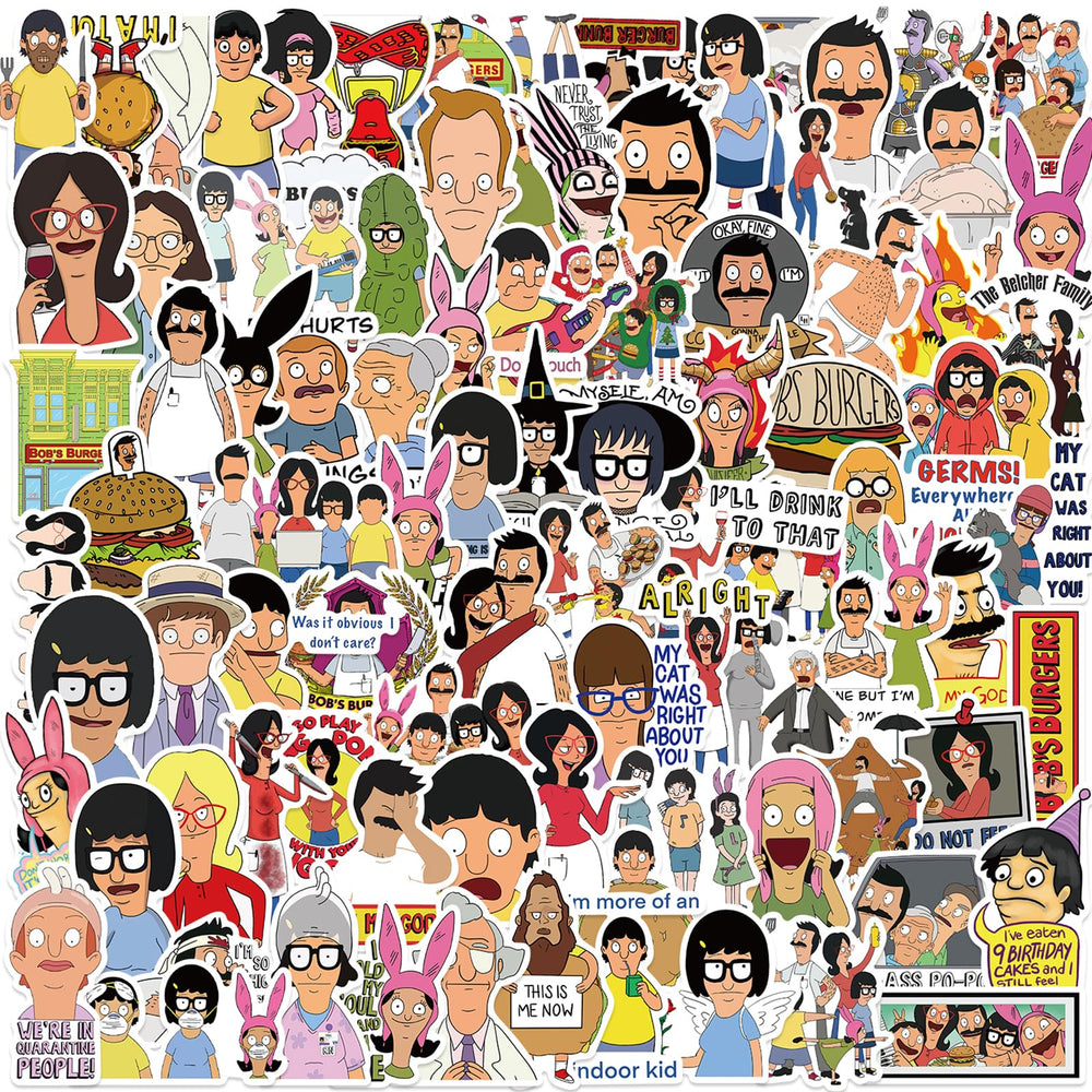 MINRAIN Bob's Burgers water bottle sticker with durable, splash-ready design.