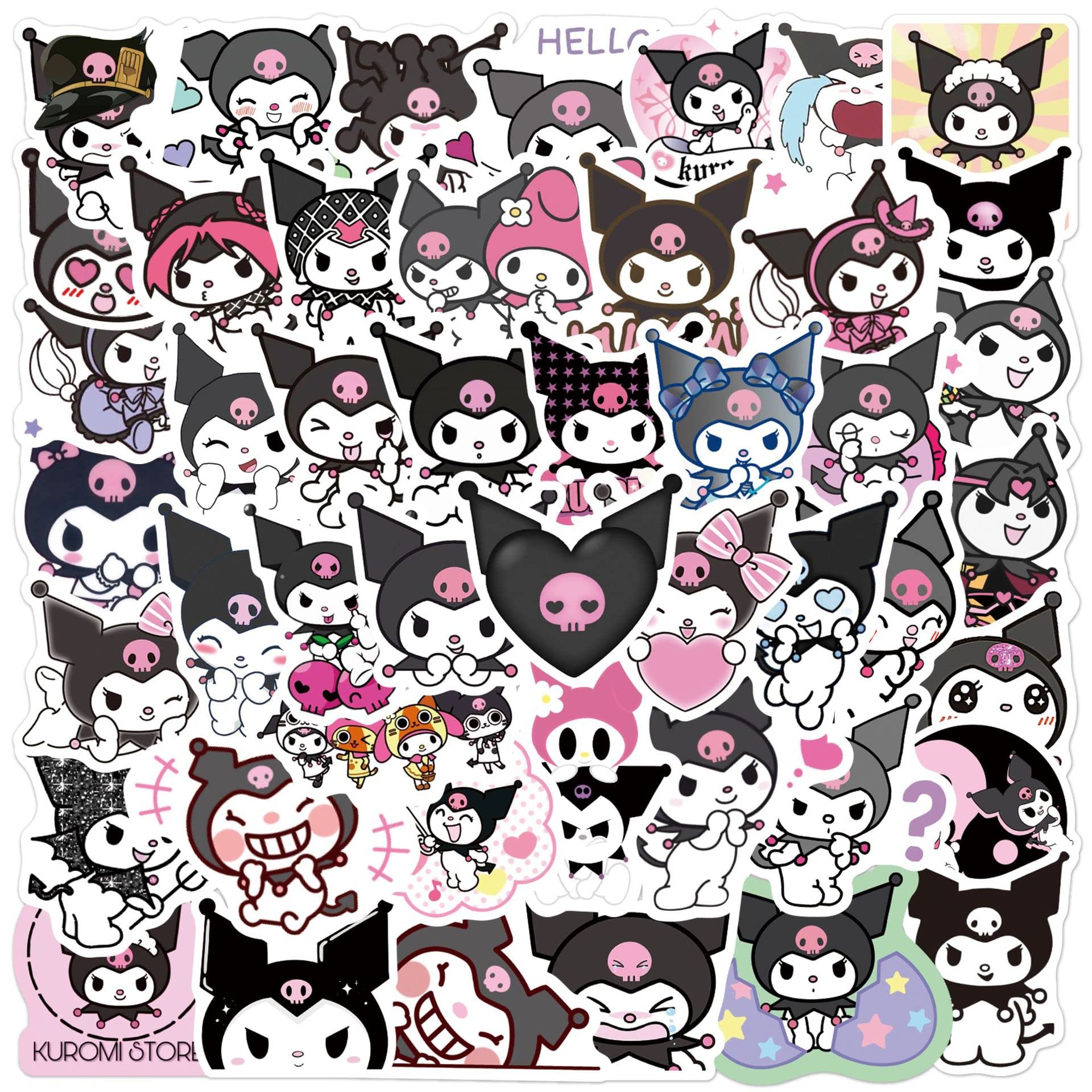 MINRAIN Kuromi stickers on a water bottle showcase waterproof, fade-resistant personalization