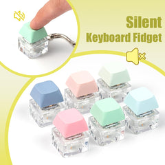Mintcaps keyboard fidget toy red keychain clip for portability.
