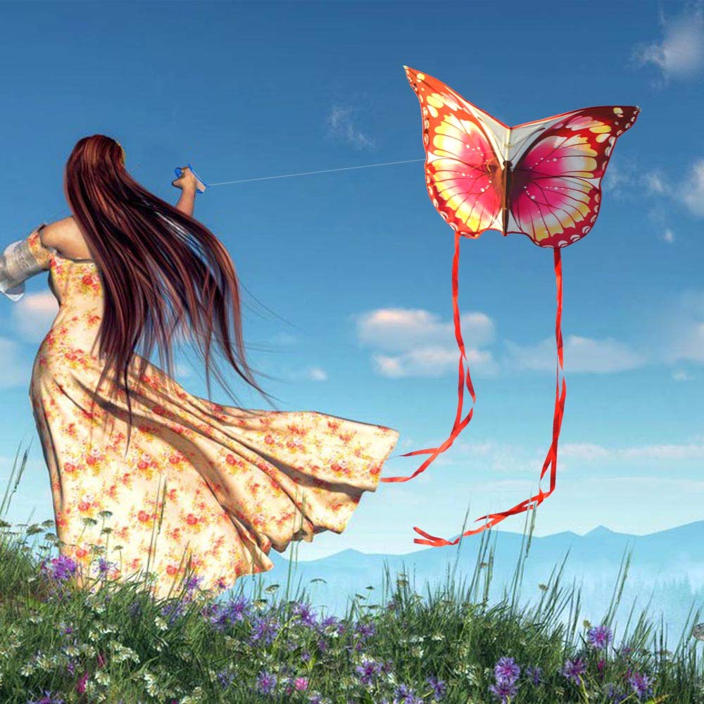 Mint's Colorful Life butterfly kite pink in the sky shows vibrant color and smooth flight.