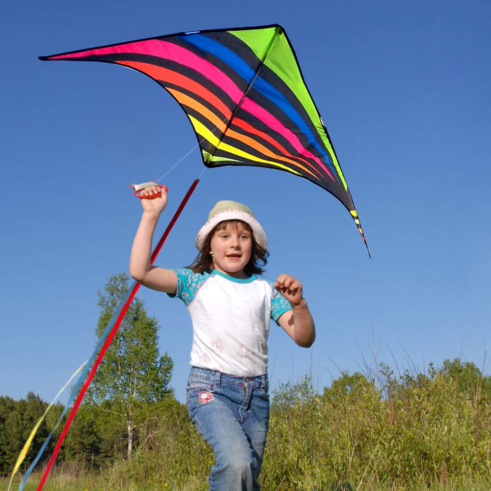 Mint's Colorful Life Delta Kite includes 300ft string with handle for extended play.