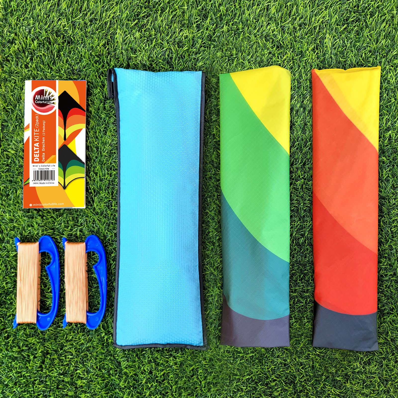 Mint's Colorful Life yellow delta kite bright in sunlight for easy visibility.