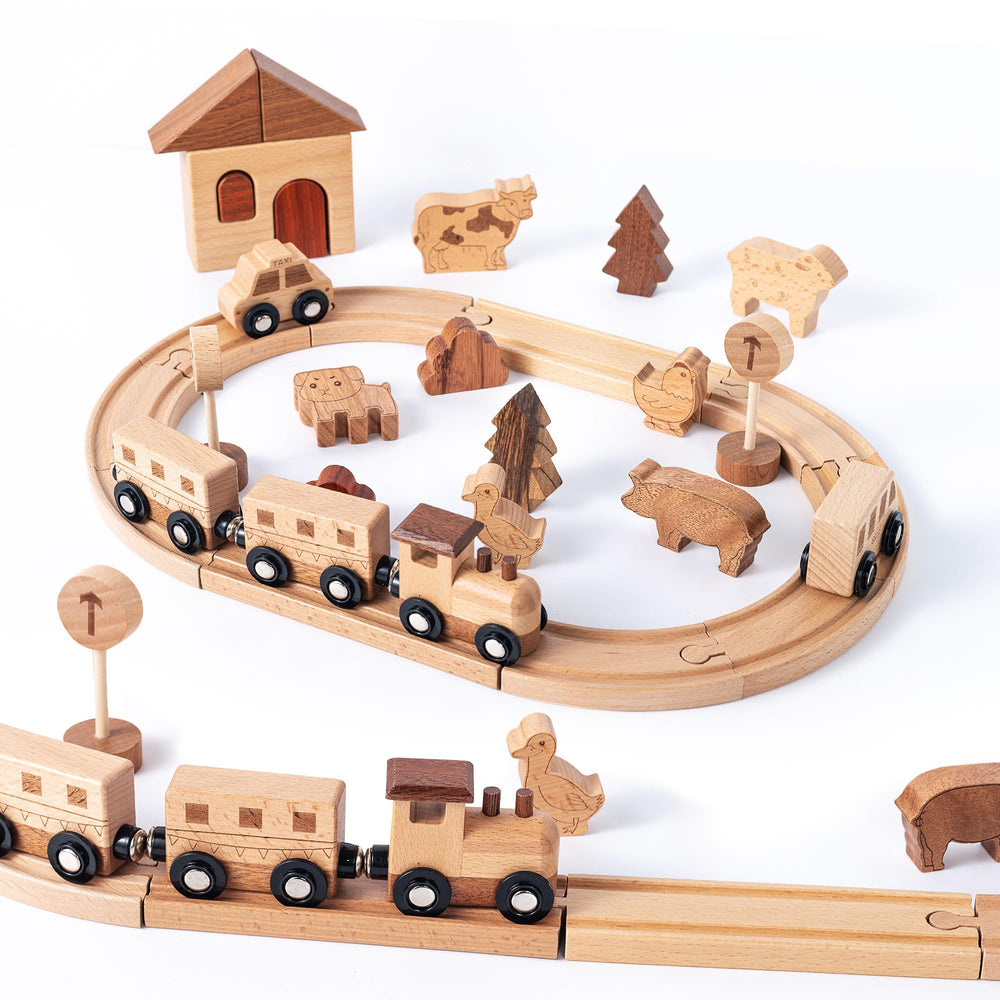 Miosea wooden train set engines promote imaginative play with durable, kid-safe engineering.