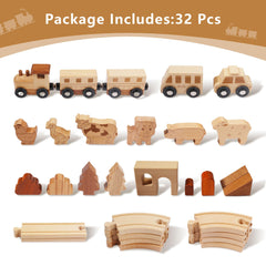 Miosea wooden train set houses create realistic scenes for storytelling play.