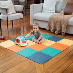 MioTetto baby play mat with interlocking tiles creates a safe crawl space.
