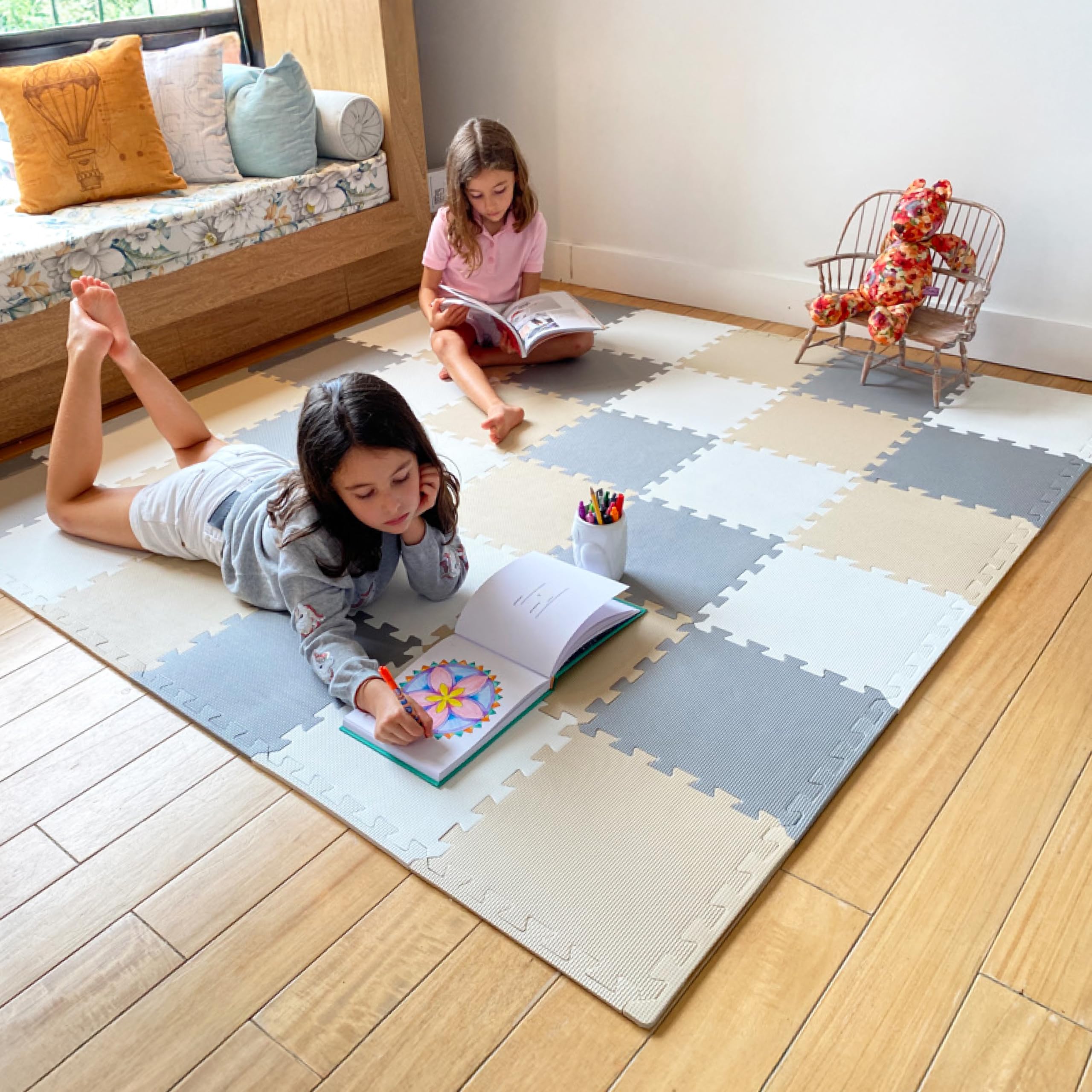 MioTetto Baby Play Mat interlocking tiles demonstrate a safe, customizable crawling space