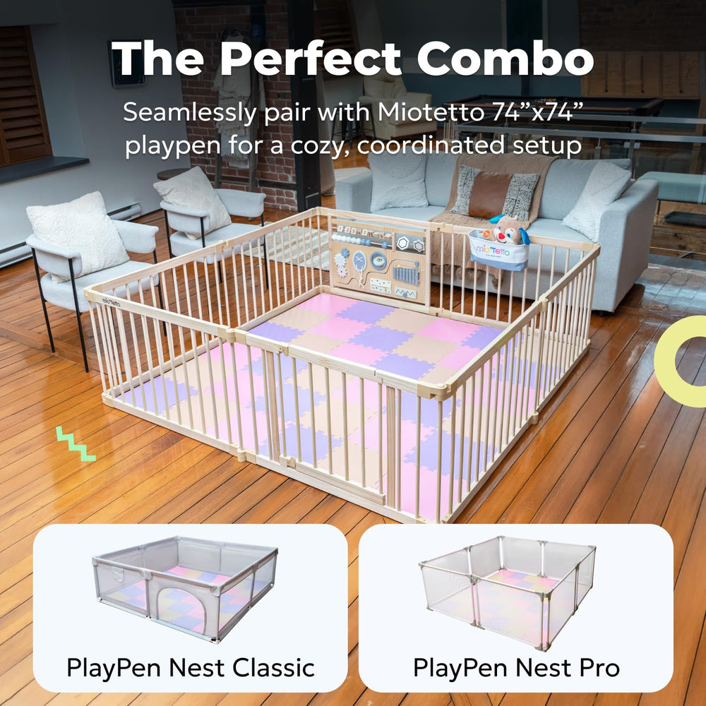 MioTetto non-toxic foam close-up highlights safe, cushioned playtime on hard floors.