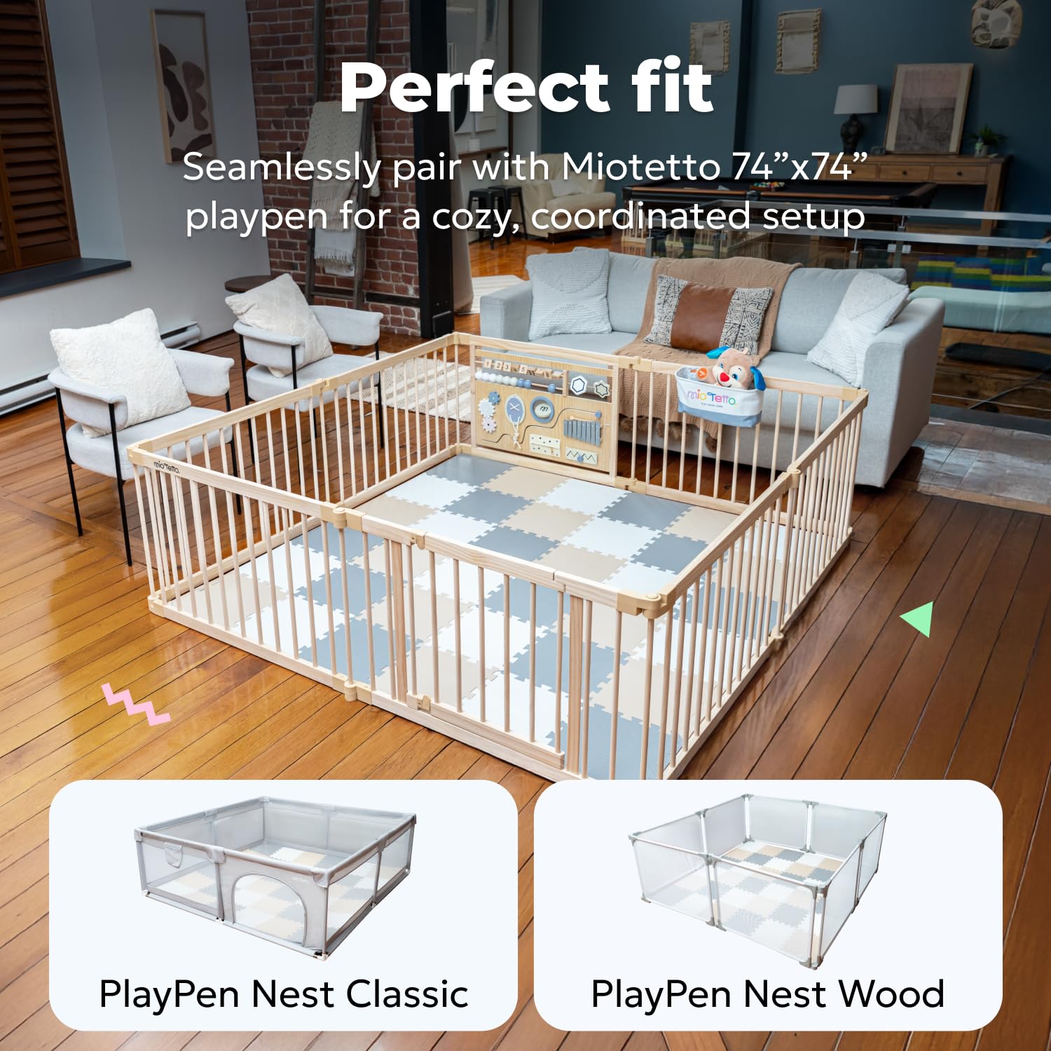 MioTetto Baby Play Mat wipe-clean surface keeps play areas hygienic and ready