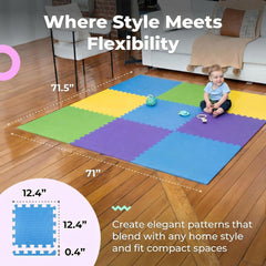 MioTetto interlocking foam tiles provide quick setup for a cozy play area.