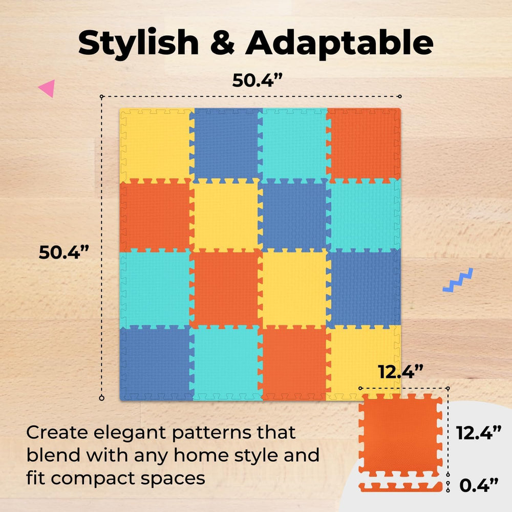 MioTetto playpen mat borders form a neat 50x50 play area.