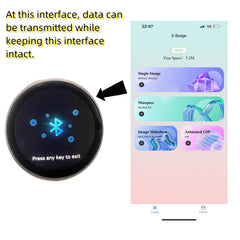 MIQUEES electronic anime badge content-upload demonstrates quick app-driven media transfer