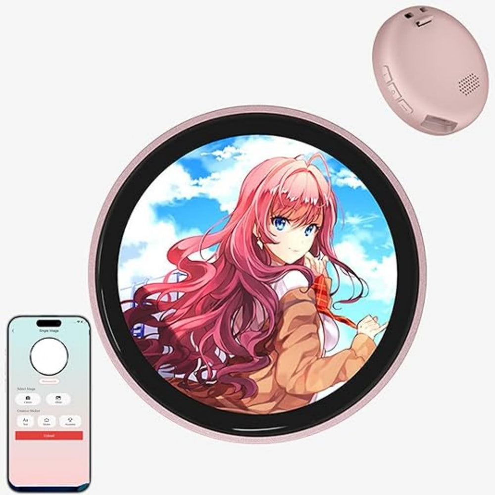 MIQUEES personalized anime pin front view showing the 1.85-inch touchscreen.