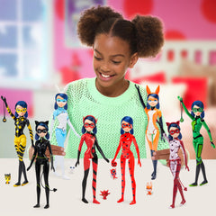 Miraculous blue hair and earrings add recognizable character details for display.