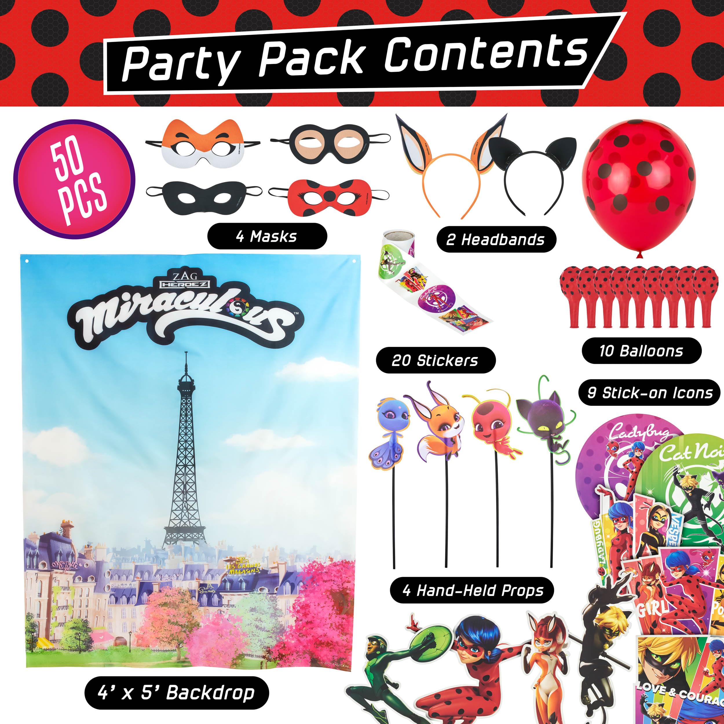 Miraculous photo props on sticks to capture fun party moments