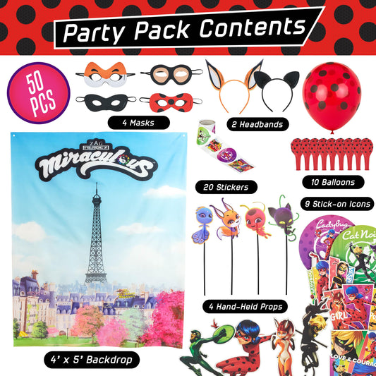 Miraculous photo props on sticks to capture fun party moments