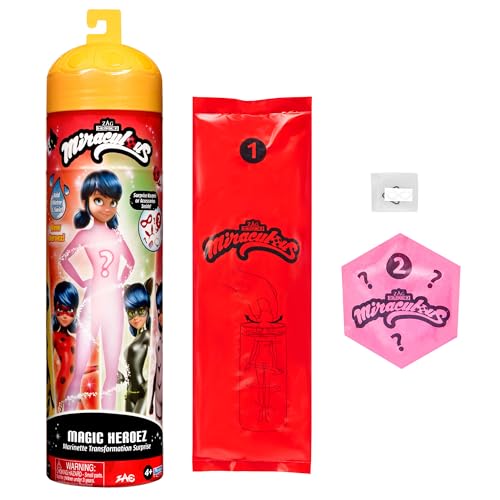 Miraculous pink dissolving packet unveils accessories during the reveal for excitement.