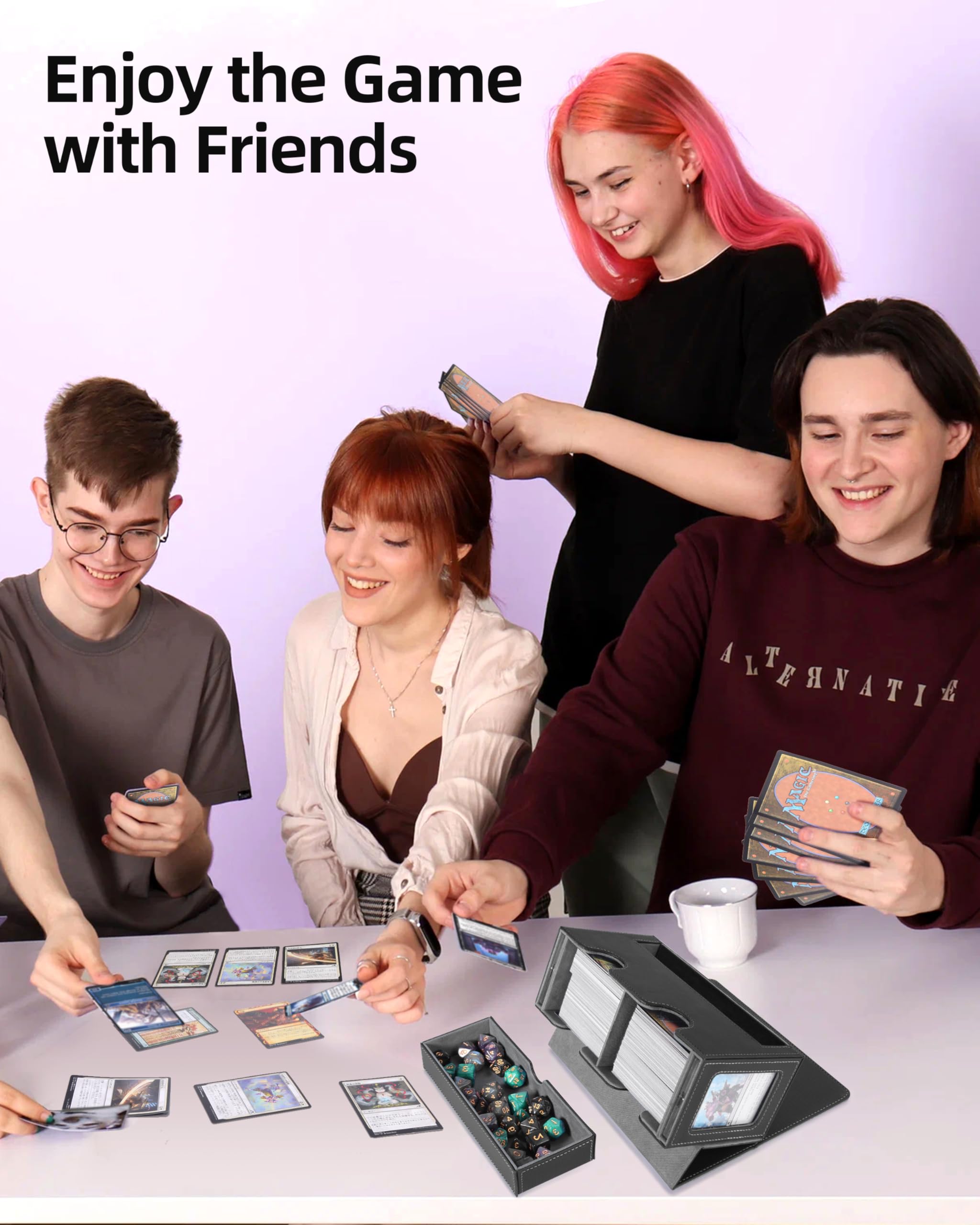 Miroddi deck box is compatible with MTG, Yugioh, and other card games.