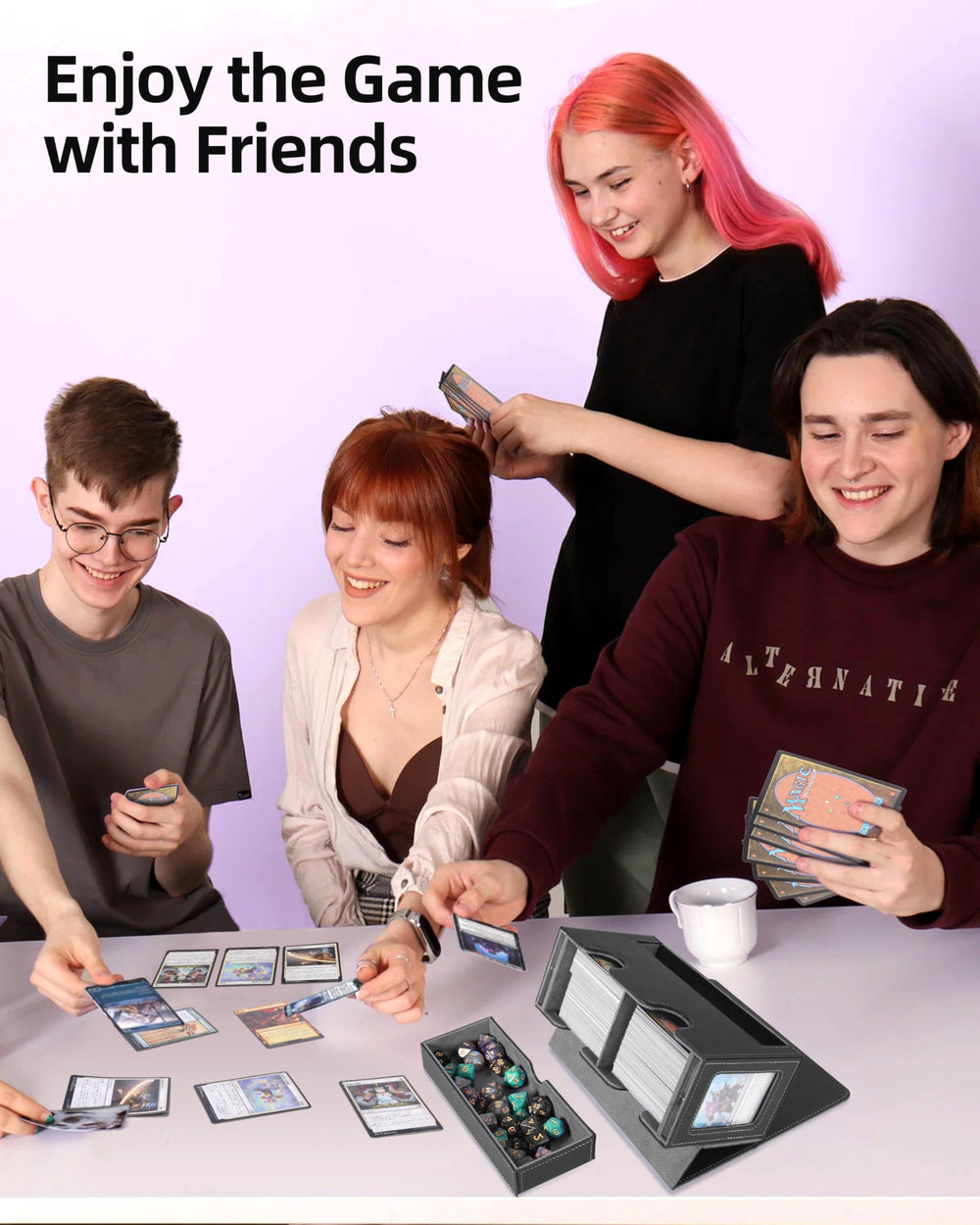Miroddi deck box is compatible with MTG, Yugioh, and other card games.