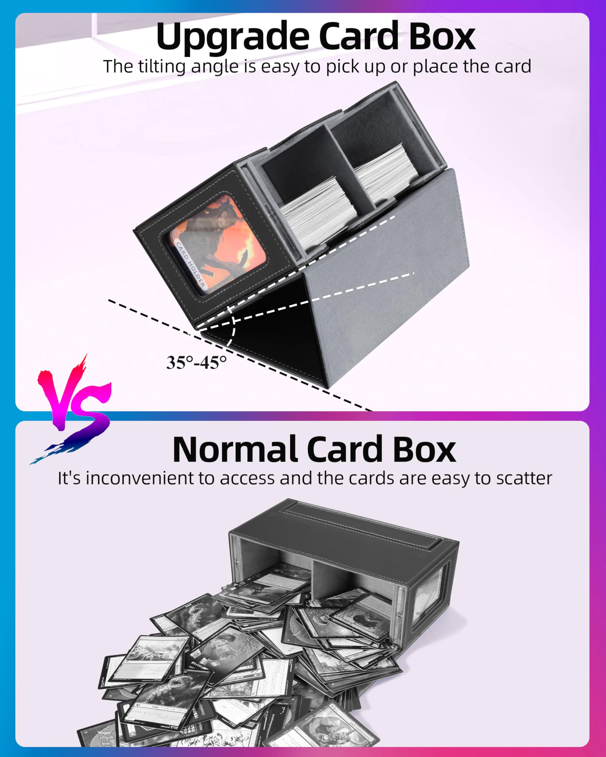 Miroddi deck box includes a built-in dice tray for quick roll-ups.
