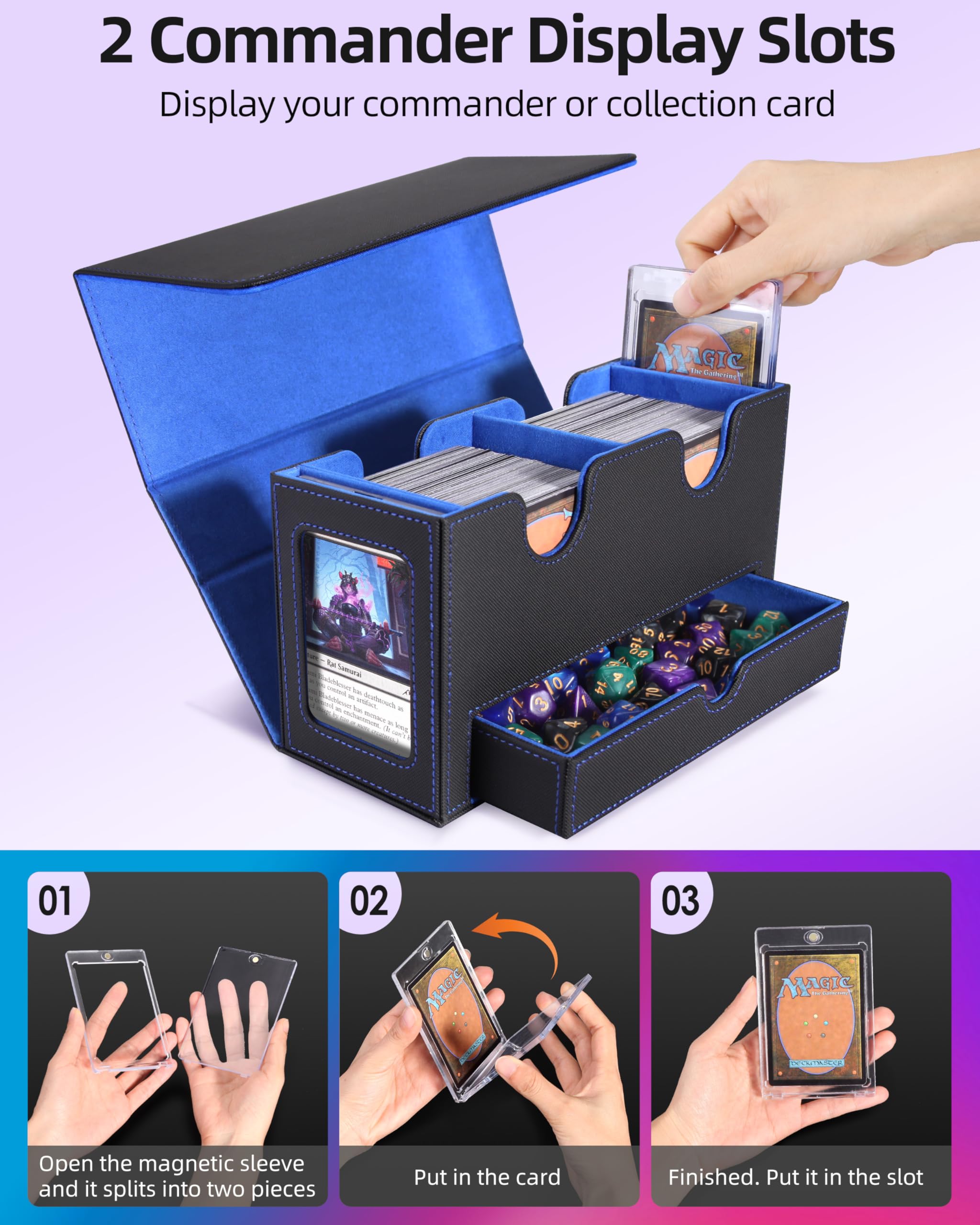 Miroddi MTG deck box magnetic closure ensures secure transport and quick access