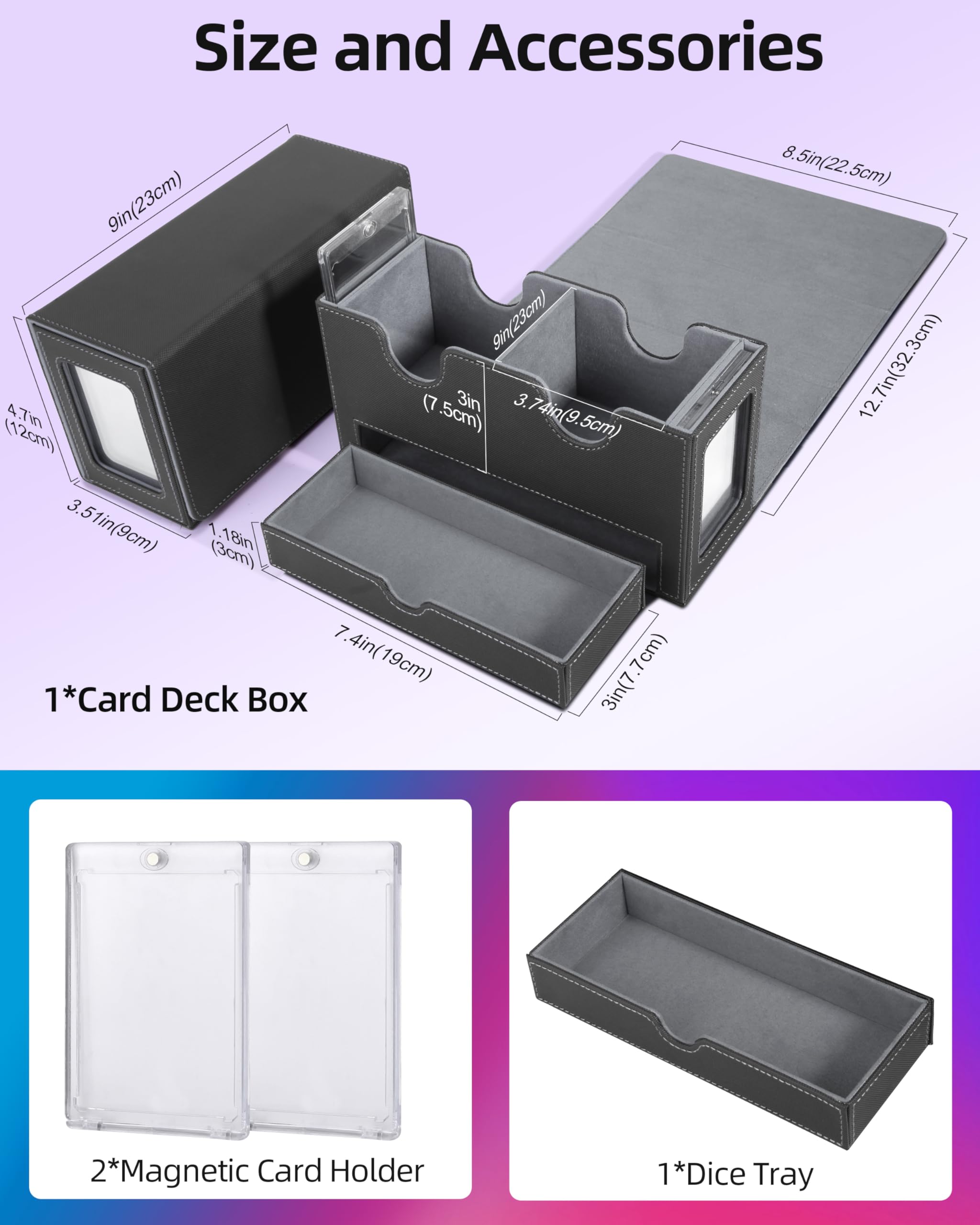 Miroddi deck box cover doubles as a stand or play mat for quick setups.