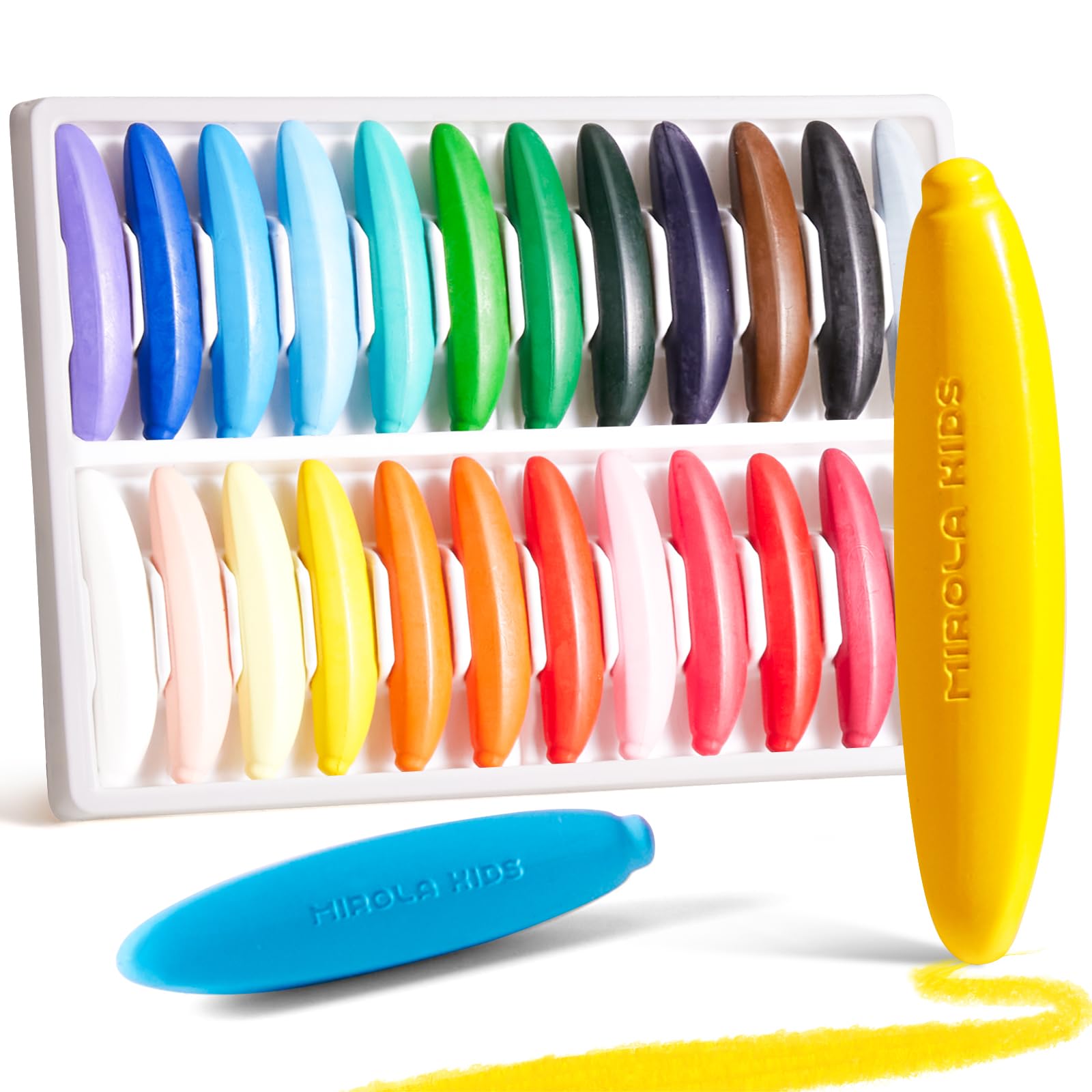 MIROLA KIDS banana crayons for tiny hands deliver bright color and easy grip.