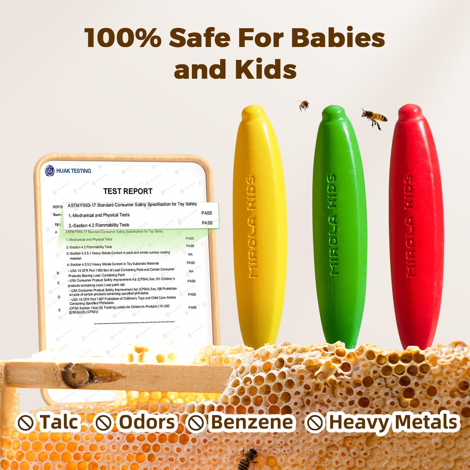 MIROLA KIDS beeswax crayons use natural pigments for gentle coloring.