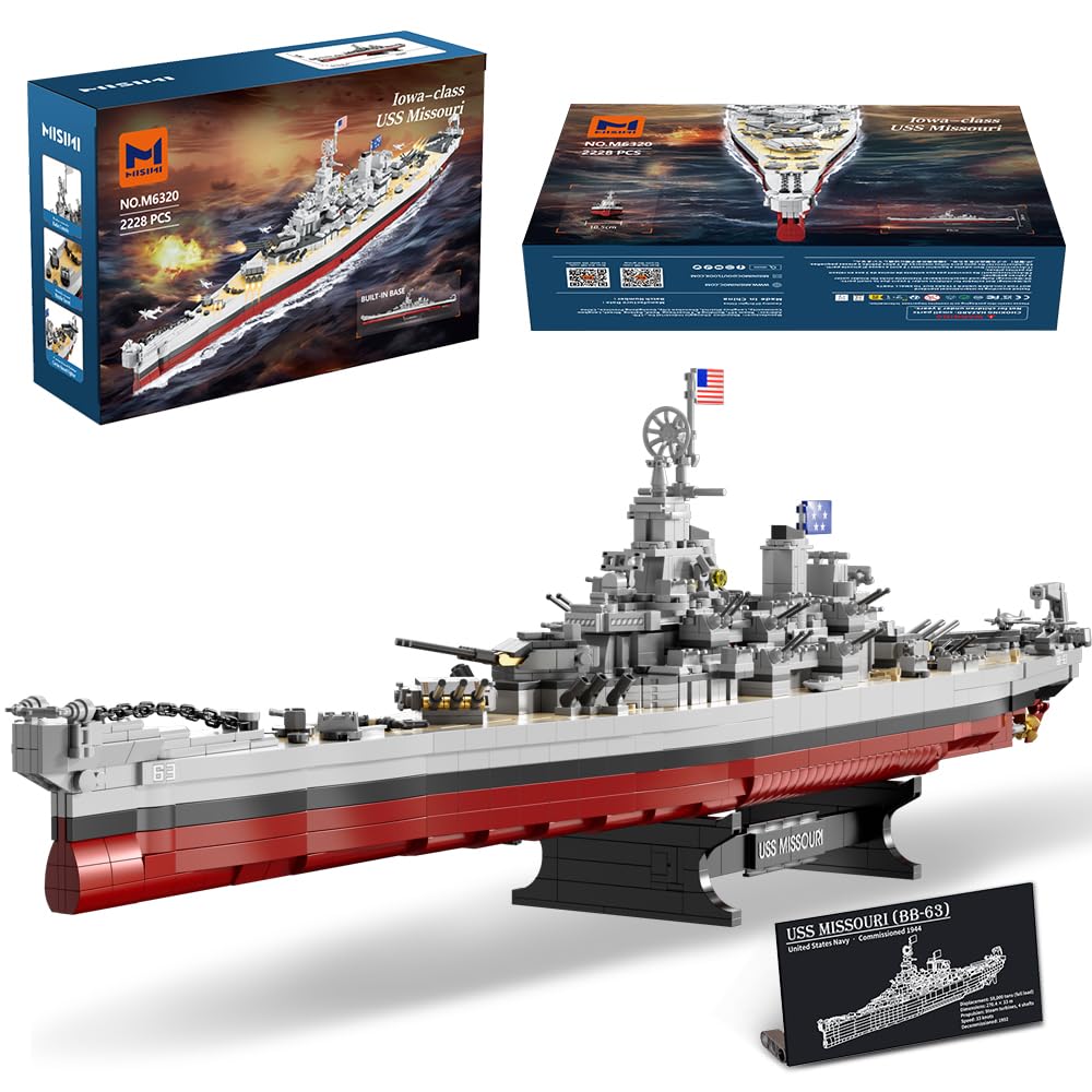 MISINI M6320 USS Missouri overview image showing a detailed battleship replica for adult collectors