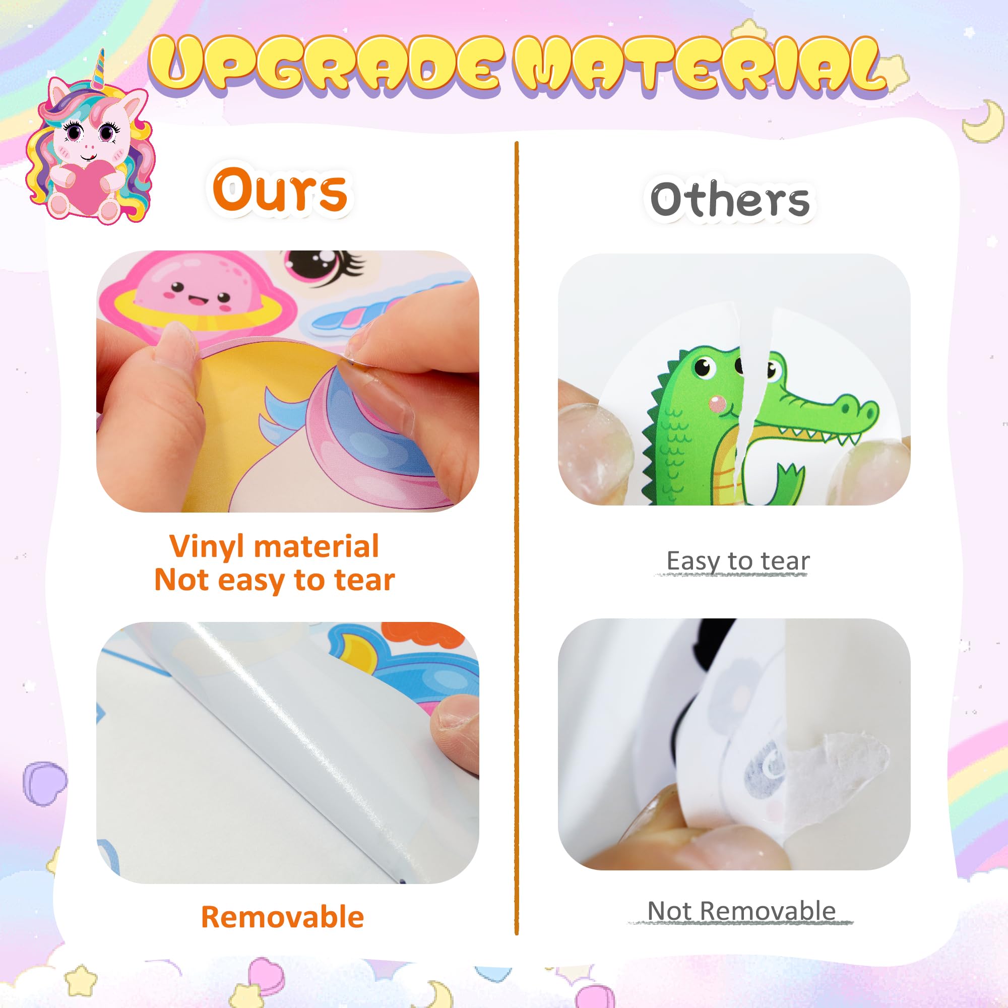 Miss Fantasy Unicorn Stickers with 12 unique designs for kids crafts and DIY projects