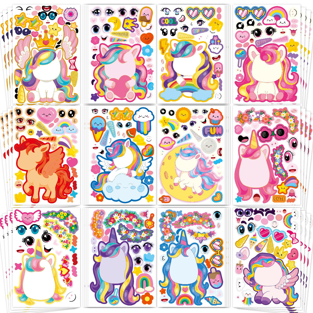 Miss Fantasy Unicorn Stickers 48 sheets packaging with vivid designs for party decor