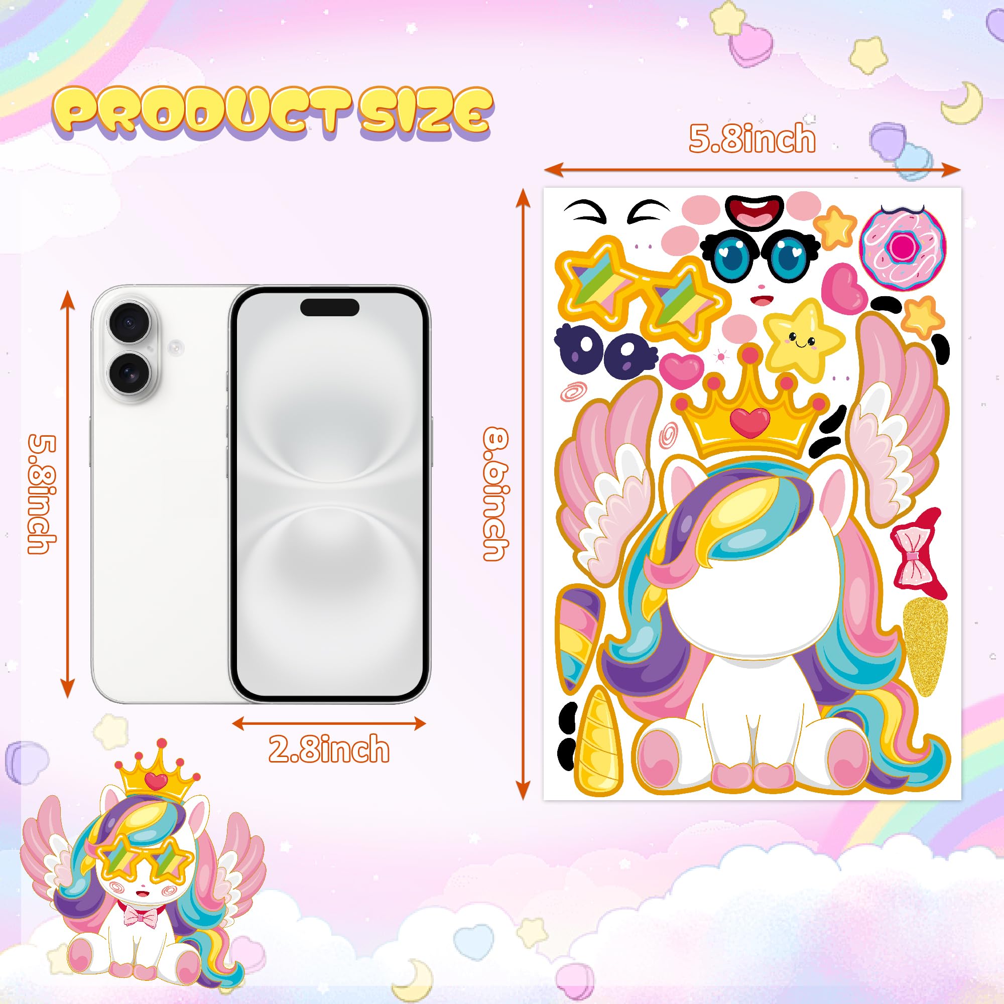 Miss Fantasy Unicorn Stickers featuring full faces and bodies for creative scenes