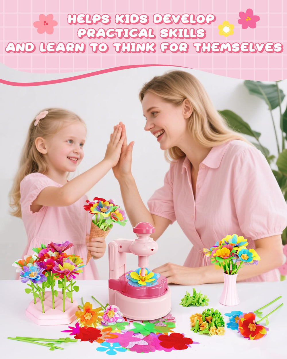 MISSOLO flower pressing unit helps kids craft bouquets with ease.
