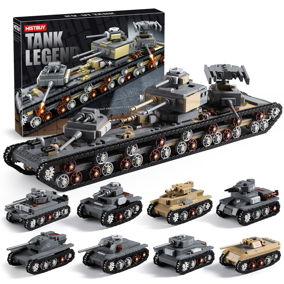 MISTBUY 1165-piece WW2 army tank building set for immersive battles