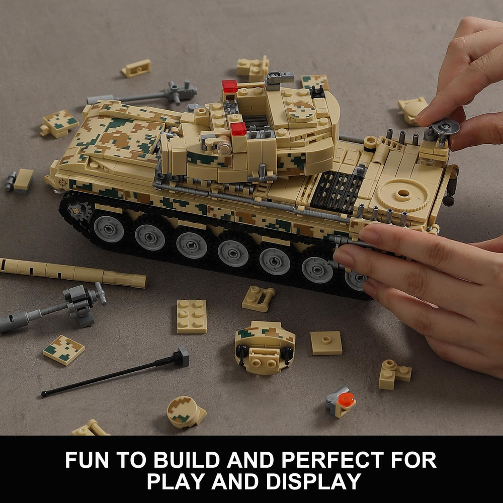 MISTBUY 1176-piece set with adjustable gun barrel detail for poseable scenes.
