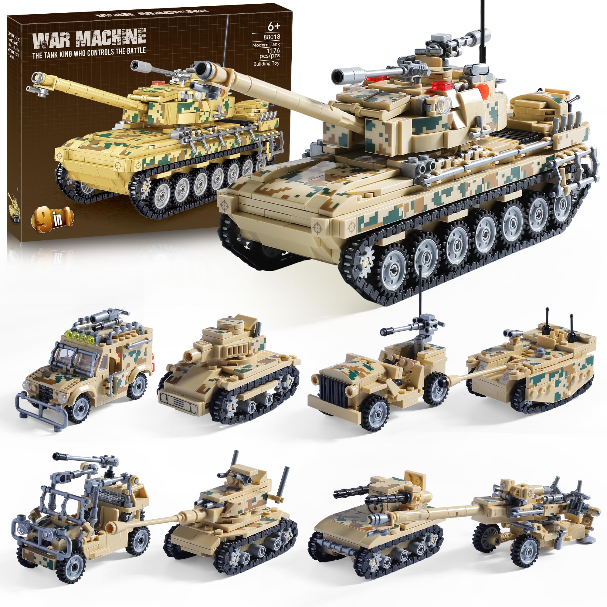 MISTBUY 1176-piece military tank set, front view for immersive play and display.