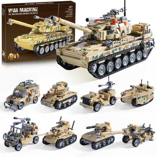 MISTBUY 1176-piece military tank set, front view for immersive play and display.