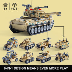 MISTBUY 1176-piece tank set, turret rotation demonstrated for dynamic battles.