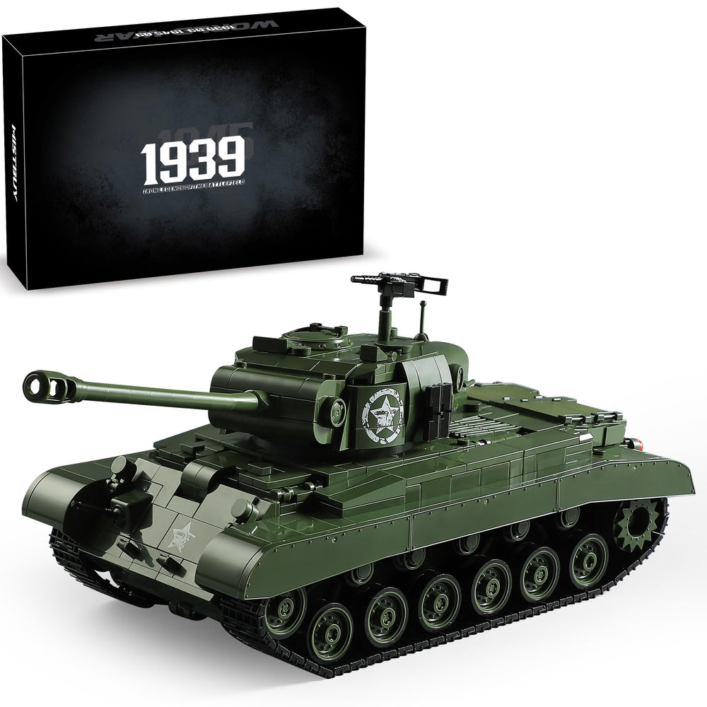 Mistbuy 1703-piece WW2 tank front view for display and collection.