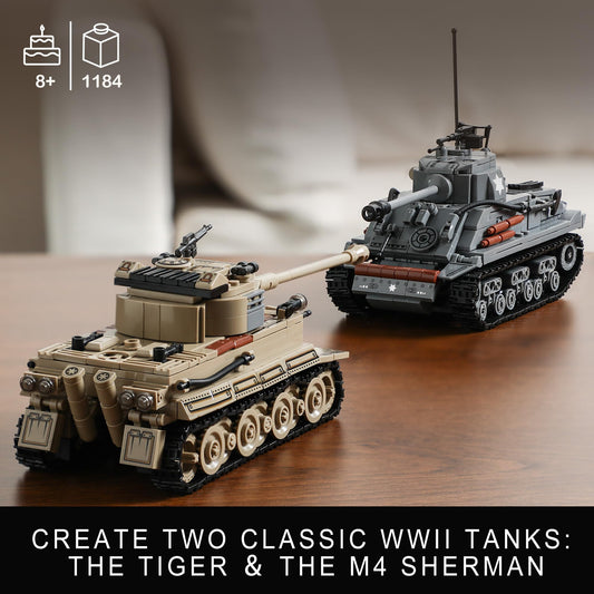 Mistbuy WW2 tank duel action depicts two tanks in a dynamic battlefield play.