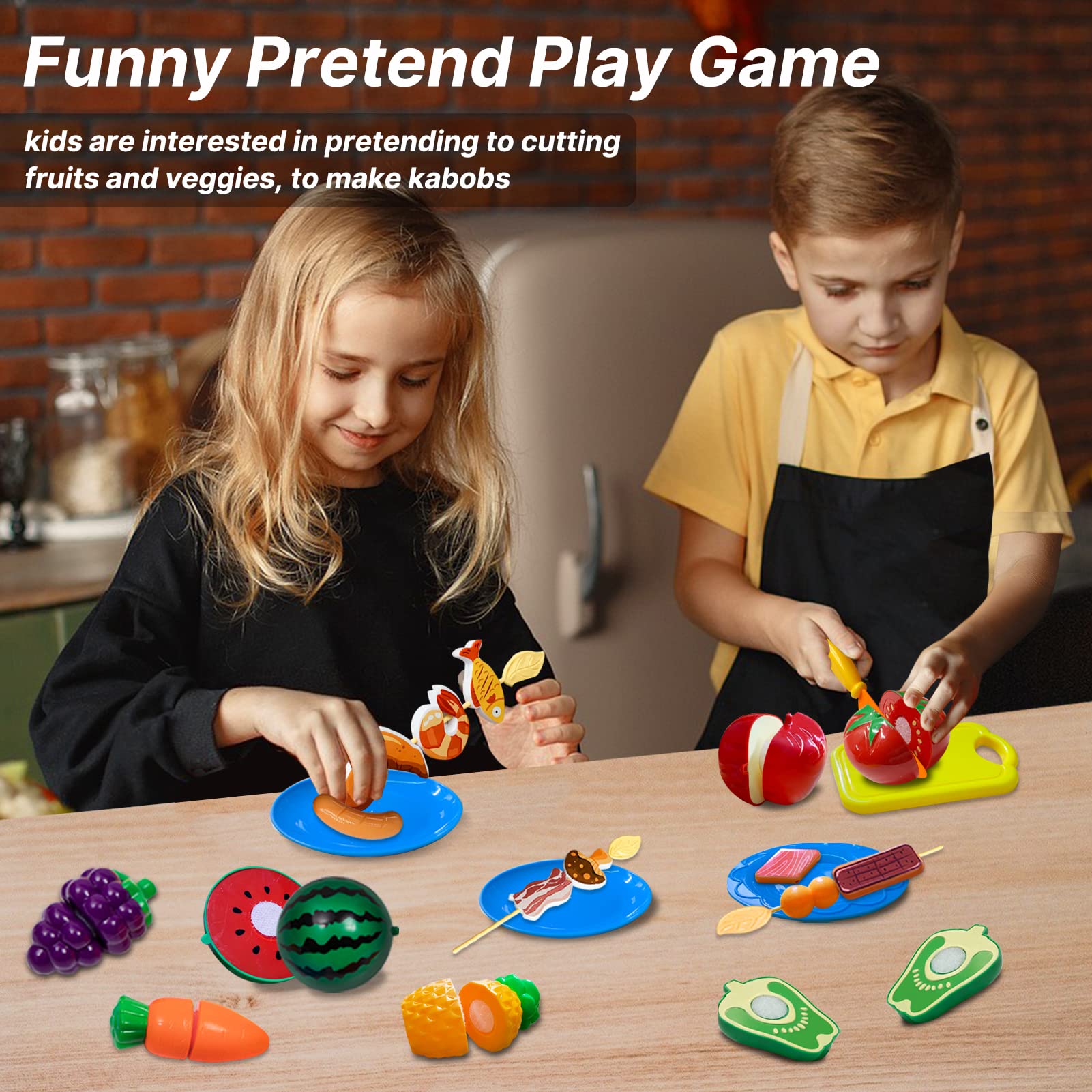 MITCIEN camping toys pretend fruits and vegetables support safe, creative cooking role-play.