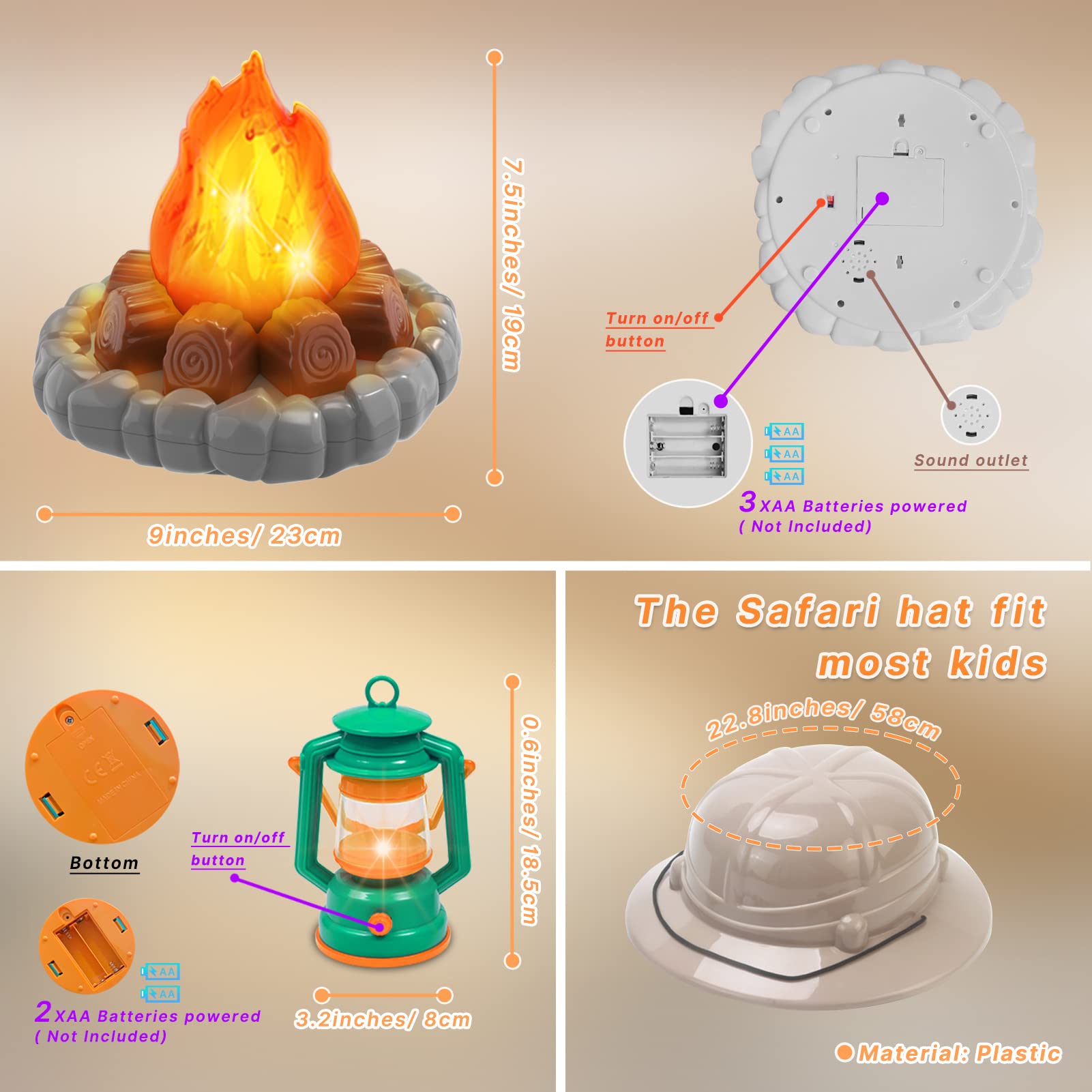 MITCIEN camping toys plates and utensils help organize pretend meals.
