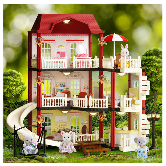 MITCIEN dollhouse holiday villa with pool invites imaginative family play.