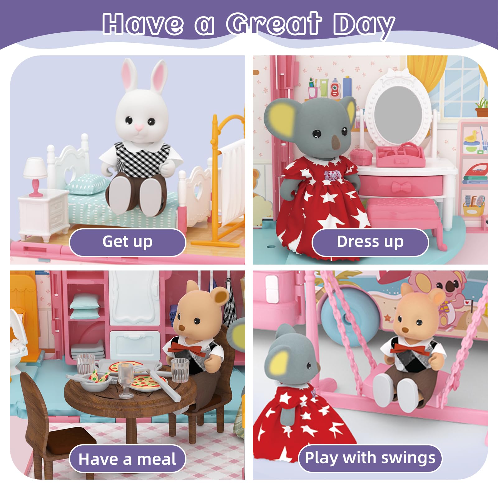 MITCIEN dollhouse playset kitchen furniture and accessories for imaginative stories